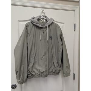 Eddie Bauer Jacket Mens Small Green Windbreaker Hoodie Nylon Full Zip Outdoor